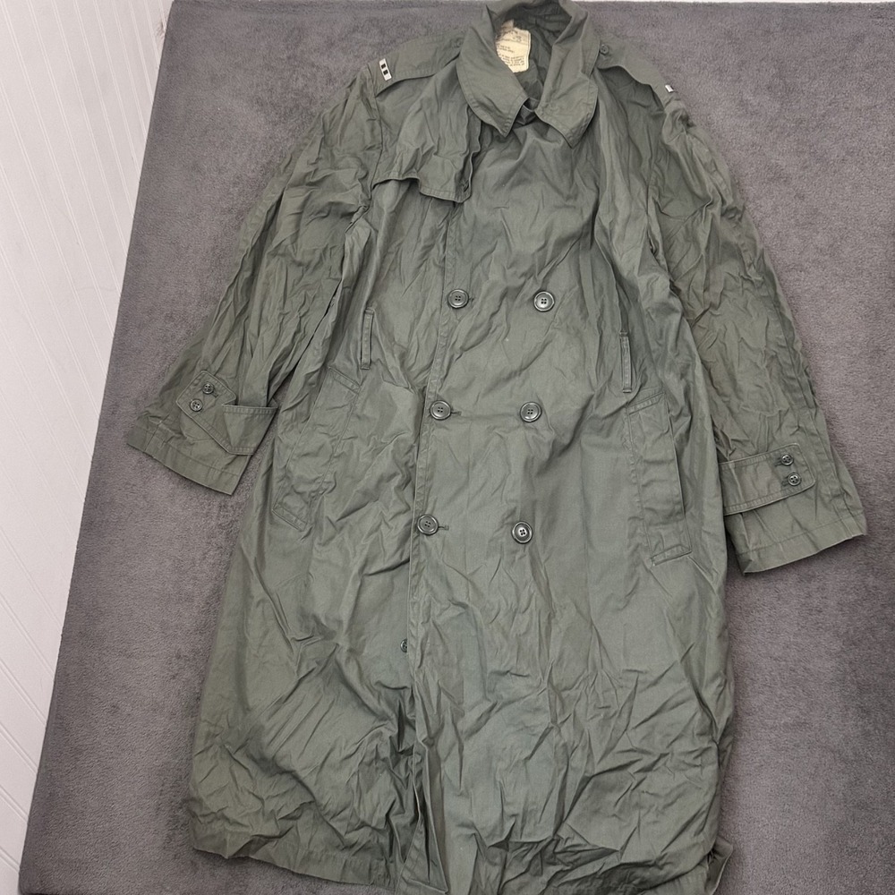 US Army Vietnam Era Mens Raincoat Cotton Nylon Quarpel Army Green 274 Sz 42 S